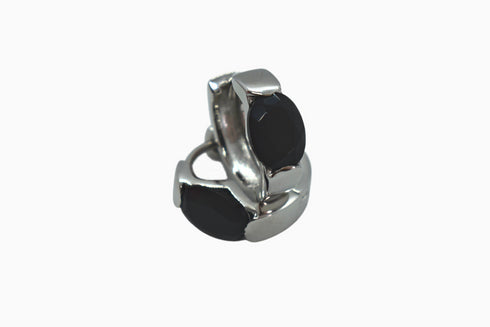 Divya दिव्या | Onyx | Hoop | Silber | Rhodiniert